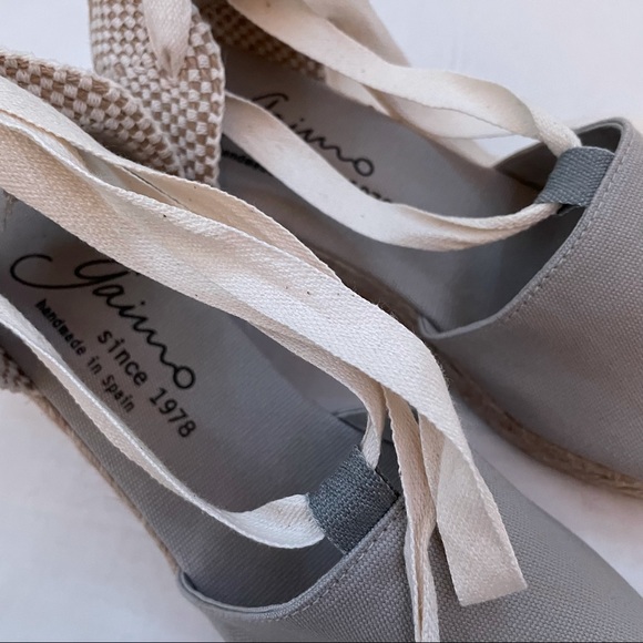 Gaimo Ecru Tie Up Espadrille Wedges Handmade - Picture 4 of 4